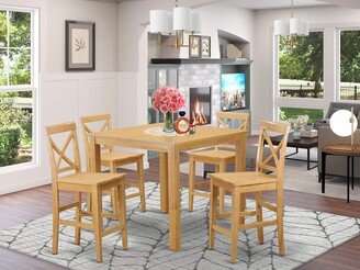 CFPB5-OAK-W CAF 5 Piece Kitchen Counter Set Includes a Square Room Table and 4 Dining Chairs