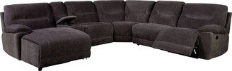 Fabric Upholstered Recliner Sectional Sofa with Chaise and Console, Gray
