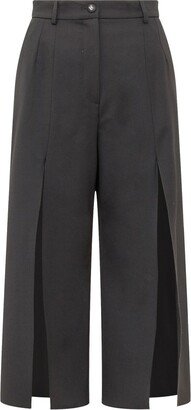 High-Waisted Front Slit Trousers