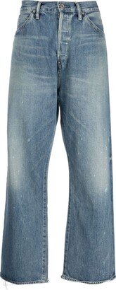 Wide-Leg Washed Cotton Jeans