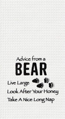 Advice From A Bear Embroidered Waffle Weave Kitchen Towel