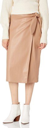 Women's Manon Faux Leather Wrap OR button front Midi Skirt