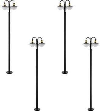 Loops 4 PACK IP44 Outdoor Bollard Light Black & Gold Curved Lamp Post 3x 60W