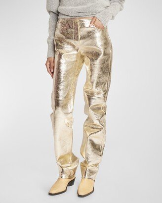 Metallic Leather Pants