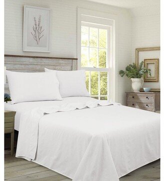 Brooklyn Flat Brushed Percale 100 Percent Cotton White Sheet Set