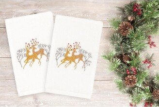 2pk Deer Pair Hand Towel Set White