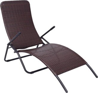 Folding Sun Lounger Poly Rattan Brown - 24x57.9x37.4