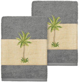 Colton Embellished Washcloth - Set of 2 - Dark Grey