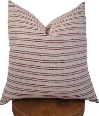 Brooks || Linen With Brown Rust Stripe Pillow Cover