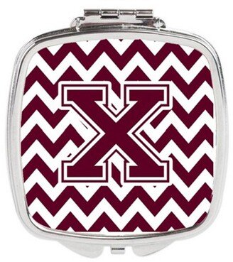 CJ1051-XSCM Letter X Chevron Maroon & White Compact Mirror, 3 x 0.3 x 2.75 in.