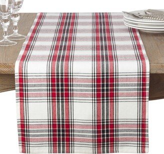 Saro Lifestyle Classic Plaid Pattern Cotton Table Runner