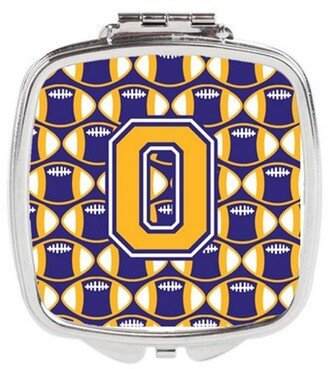 CJ1064-OSCM Letter O Football Purple & Gold Compact Mirror