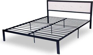 Modern Queen Size 9-Legs Stable Metal Bed Frame Full with Upholstered Headboard Mattress Base