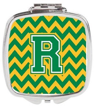 CJ1059-RSCM Letter R Chevron Green & Gold Compact Mirror