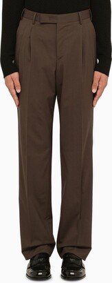 PT Torino Taupe regular wool trousers