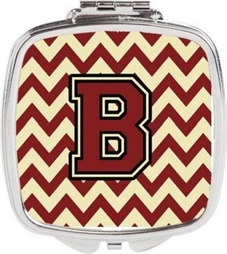 CJ1061-BSCM Letter B Chevron Maroon & Gold Compact Mirror