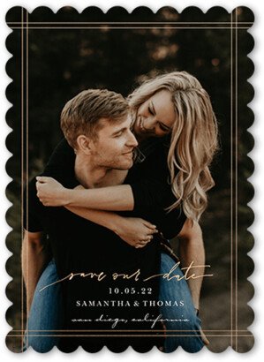 Save The Date Cards: Clean Frame Save The Date, White, 5X7, Matte, Signature Smooth Cardstock, Scallop