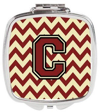 CJ1061-CSCM Letter C Chevron Maroon & Gold Compact Mirror