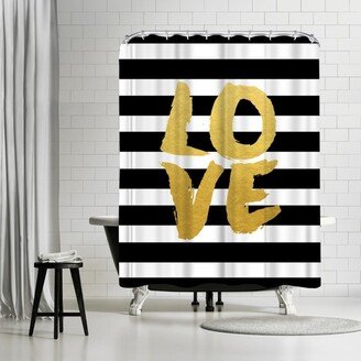 71 x 74 Shower Curtain, Love Gold Brush Script by Samantha Ranlet