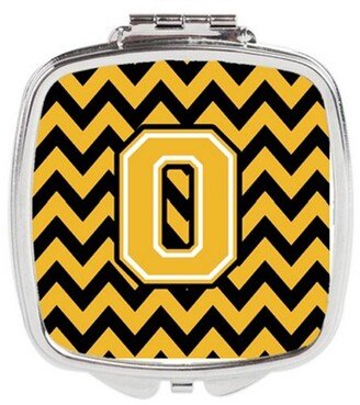 CJ1053-OSCM Letter O Chevron Black & Gold Compact Mirror, 3 x 0.3 x 2.75 in.