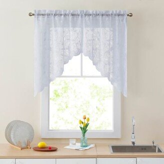 Joyce Semi Sheer Kitchen Swag Curtain Panels Rod Pocket For Small Windows Kitchen Bathroom 30 W X 36 L Pair