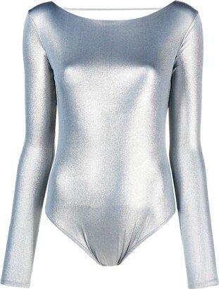 There Was One Shiny-Effect Open-Back Bodysuit-AB