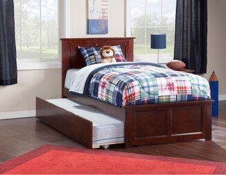 AFI Madison Twin Platform Bed with Matching Foot Board with Twin Size Urban Trundle Bed in Walnut