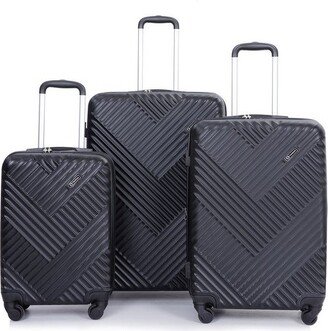 IGEMAN 3Pcs Luggage Sets PC Lightweight Suitcase with Two Hooks,Spinner Wheels and TSA Lock