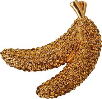 Gold Banana Crystal Pin Yellow Rhinestone Women's AccentsBrooch