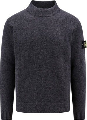 Compass-Patch Mock Neck Jumper