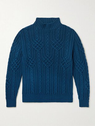 Ribbed Cable-Knit Cashmere Rollneck Sweater