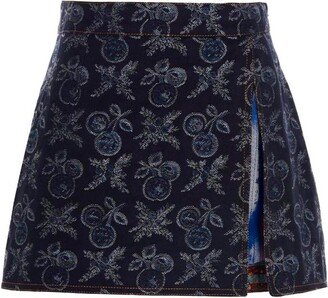 Floral Jacquard Denim Mini Skirt