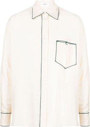 Contrast-Piping Silk Pyjama Shirt