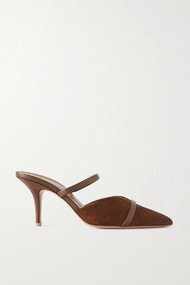 Frankie 70 Leather-trimmed Suede Mules - Brown