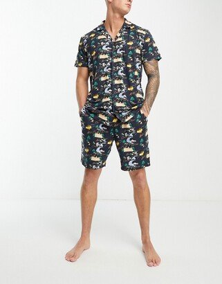 Chelsea Peers short pajama set in navy landscape print