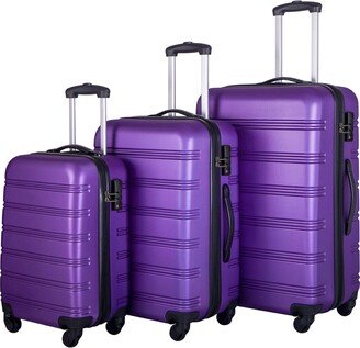 EDWINRAY Luggage Sets 3 Piece Suitcase Set 20/24/28 Hardside Suitcase, Purple