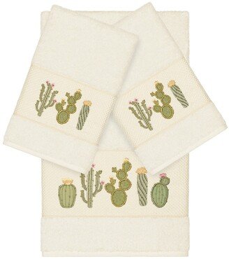 Cream Mila 3-Piece Embellished Towel Set