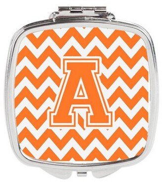 CJ1046-ASCM Letter A Chevron Orange & White Compact Mirror