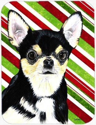 SC9359LCB 15 x 12 Inch Chihuahua Candy Cane Holiday Christmas Glass Cutting Board