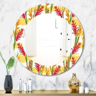 Designart 'Tropical Mood Bright 3' Printed Bohemian and Eclectic Oval or Round Wall Mirror - Gold