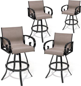 Crestlive Products Outdoor Bar Stools Set of 4 Aluminum Swivel Bar Chairs - See Picture