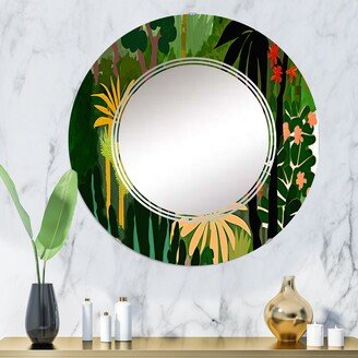 Designart 'Blossoming And Vibrant Jungle Flora V' Printed Coastal Wall Mirror