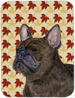 SS4337LCB 12 x 15 in. French Bulldog Fall Leaves Portrait Glass Cutting Board