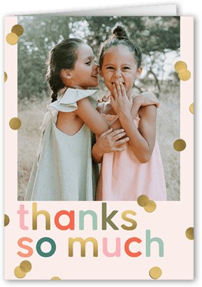 Thank You Cards: Fun Spots Thank You Card, Pink, 3X5, Matte, Folded Smooth Cardstock