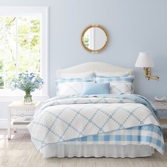 Melody Patchwork Cotton Blue Quilt and Coordinating Shams