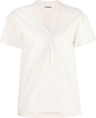 V-neck short-sleeved blouse