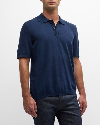 Men's Solid Cotton Crepe Polo Shirt