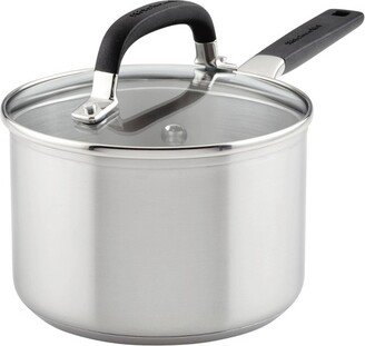 2qt Stainless Steel Saucepan with Measuring Marks Light Silver