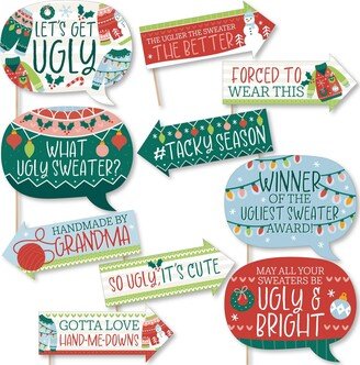 Big Dot of Happiness Funny Colorful Christmas Sweaters Ugly Holiday Party Photo Booth Props Kit 10 Pc