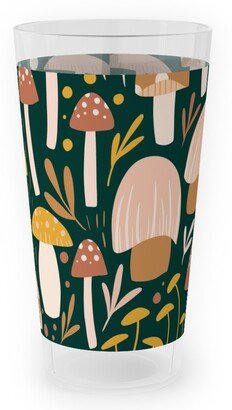 Outdoor Pint Glasses: Woodland Mushroom Meadow - Green Outdoor Pint Glass, Green